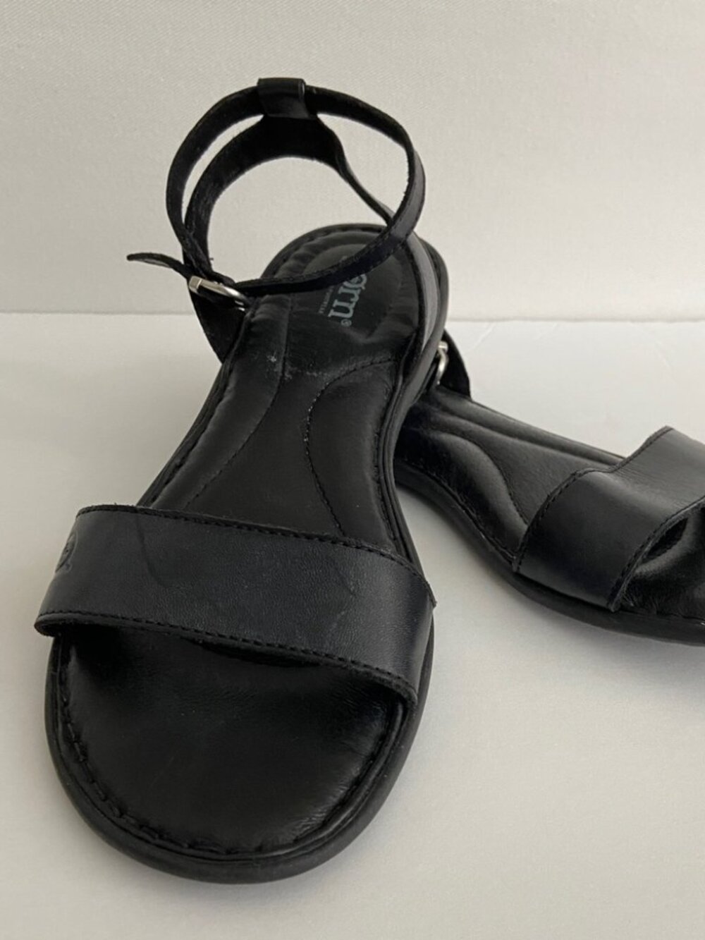 Born Black Leather Ankle-Strap Sandals